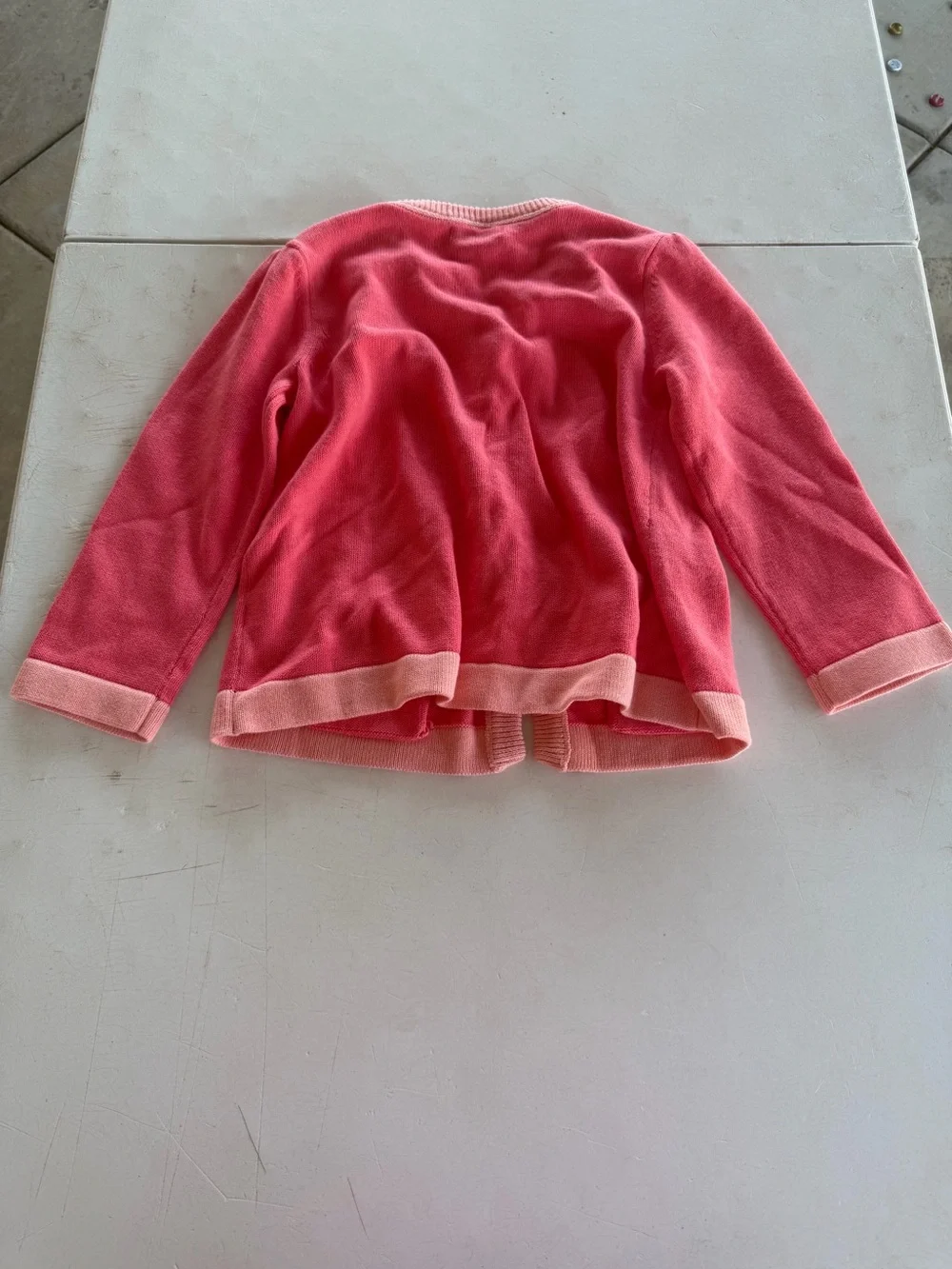 GAPKIDS Coral and Light Peach Girls Knit Cardigan Sweater